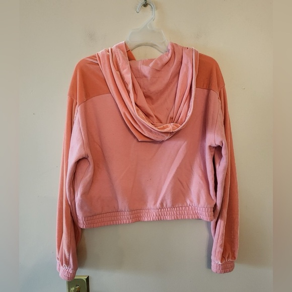 Victoria secret pink peach hooded cropped sweater size xs oversized - Picture 4 of 4